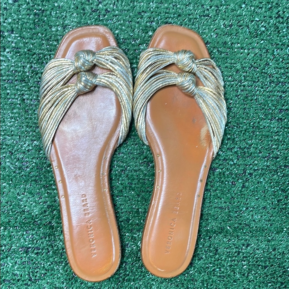 Veronica Beard Gold Mix Gemma Slide Sandals 40